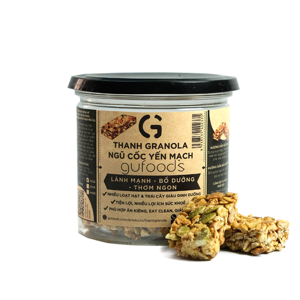Thanh granola ngũ cốc yến mạch GUfoods - Giàu chất xơ & protein, Lành mạnh, Bổ dưỡng