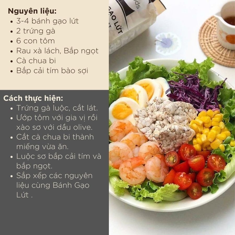 Bánh gạo lứt ăn kiêng GUfoods - Vị yến mạch - Tập gym, giảm cân, thực dưỡng, eat clean