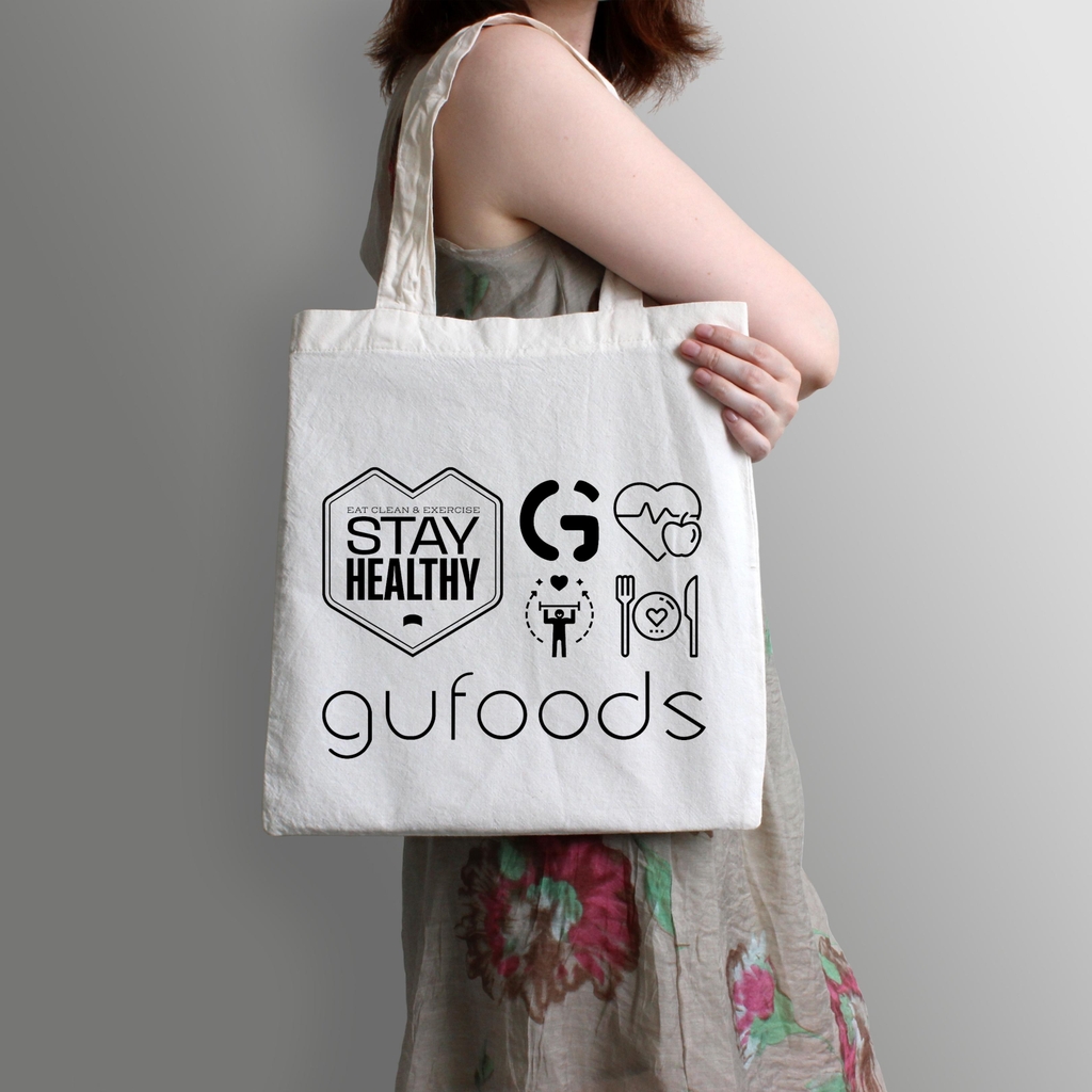 Túi vải canvas GUfoods 2 mẫu - Tiện lợi, Thân thiện môi trường, Tái sử dụng nhiều lần (túi tote / vải bố, 36x30x14cm)